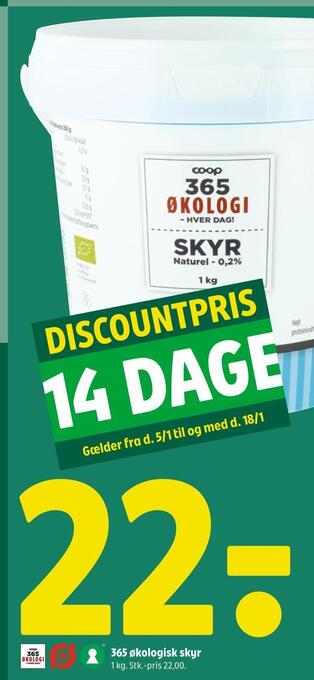 Coop 365 365 økologisk skyr tilbud