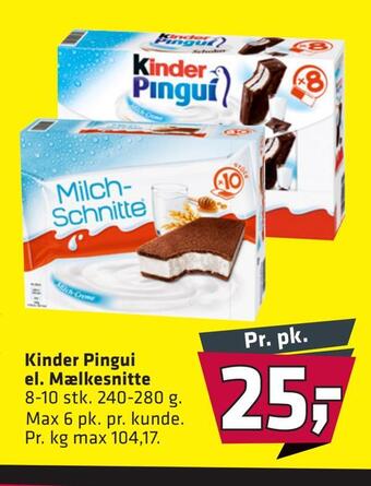 Kinder pingui el. mælkesnitte