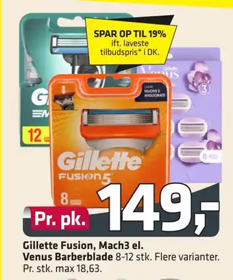 Gillette fusion, mach3 el. venus barberblade