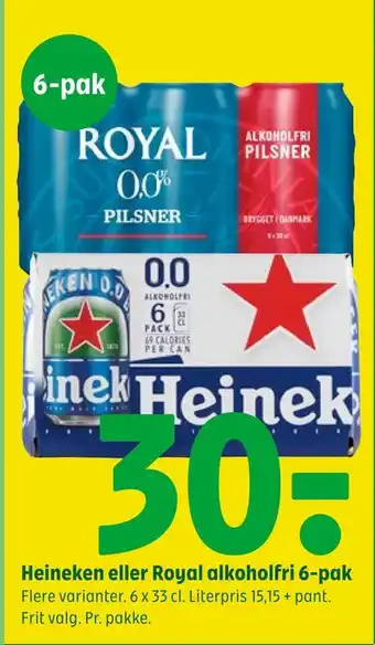 Coop 365 Heineken eller royal alkoholfri 6-pak tilbud