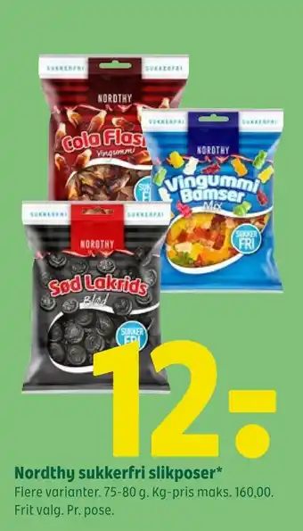 Coop 365 Nordthy sukkerfri slikposer tilbud
