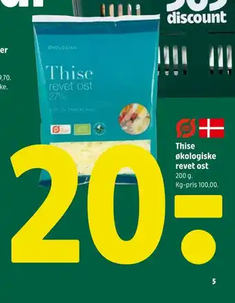Coop 365 Thise økologiske revet ost tilbud