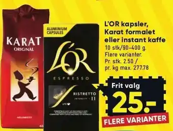 Bilka Kapsler, formalet el. instant kaffe tilbud