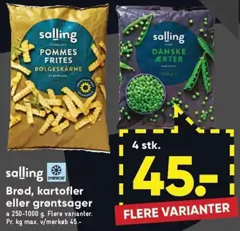 Bilka Brød, kartofler el. grøntsager frost tilbud