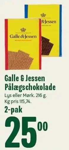 Galle & jessen pålægschokolade 2-pak