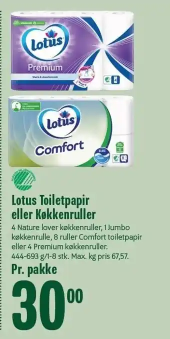 Min Købmand Lotus toiletpapir el. køkkenrulle tilbud