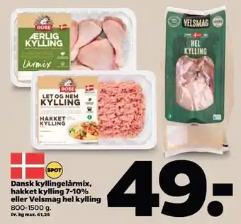 Netto Dansk kyllingelårmix, hakket kylling el. velsmag kylling tilbud