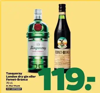 Netto Tanqueray london dry gin el. fernet-branca tilbud