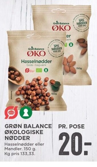 MENY Grøn balance økologiske nødder tilbud