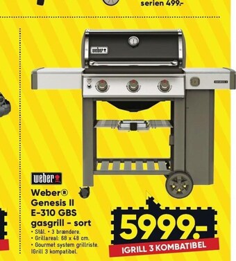 Weber genesis ii e-310 gbs gasgrill - sort
