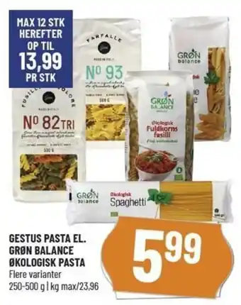 Løvbjerg Gestus Pasta El. Grøn Balance Økologisk Pasta 250-500g 250-500g tilbud