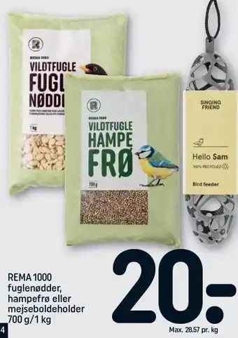 Fuglenødder, hampefrø el. mejseboldeholder