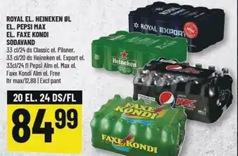 Løvbjerg Royal El. Heineken Øl El. Pepsi Max El. Faxe Kondi Sodavand tilbud