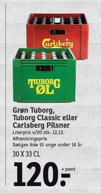 SPAR Grøn Tuborg, Tuborg Classic eller Carlsberg Pilsner tilbud