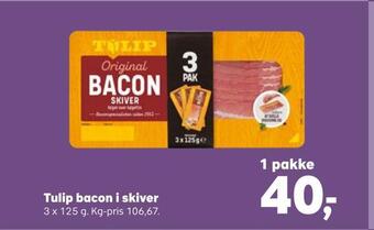 Kvickly Tulip bacon i skiver tilbud