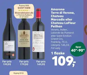 Kvickly Amarone terre di verona, chateau marcadis eller chateau lafleur peilhan tilbud