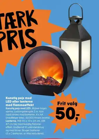 Kvickly Kunstig pejs med led eller lanterne med flammeeffekt tilbud