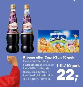 SuperBrugsen Ribena eller capri-sun 10-pak tilbud