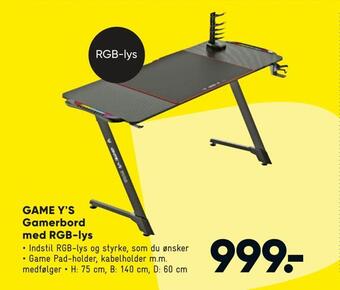 Bilka Game y's gamerbord med rgb-lys tilbud