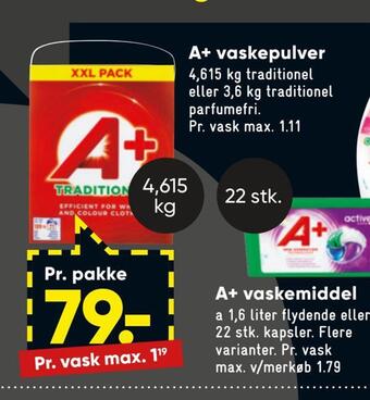 Bilka A+ vaskepulver tilbud