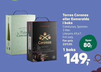SuperBrugsen Torres coronas eller esmeralda i boks tilbud