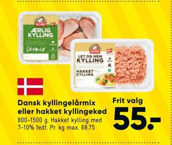 Bilka Dansk kyllingelårmix eller hakket kyllingekød tilbud