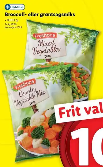 Lidl Broccoli- eller grøntsagsmiks tilbud