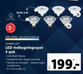 Led-indbygningsspot 3-pak