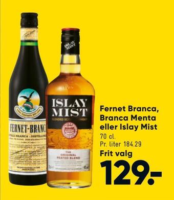 Bilka Fernet branca, branca menta eller islay mist tilbud