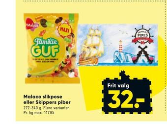 Bilka Malaco slikpose eller skippers piber tilbud
