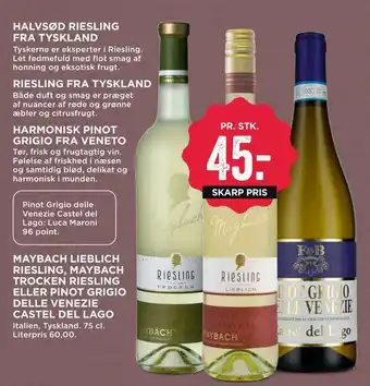 MENY Maybach lieblich riesling, maybach trocken riesling eller pinot grigio delle venezie castel del lago tilbud