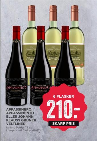MENY Appassinero appassimento eller johann klauss grüner veltliner tilbud