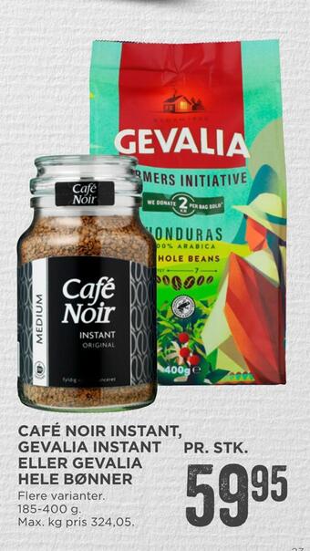 MENY Café noir instant, gevalia instant eller gevalia hele bønner tilbud