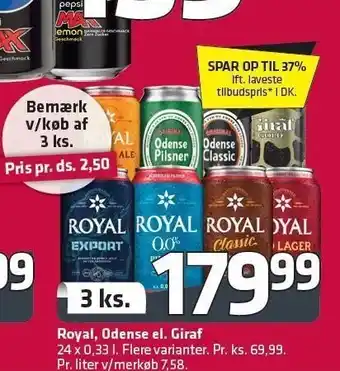 Fleggaard Royal, odense el. giraf øl tilbud