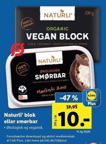 Lidl Naturli' blok el. smørbar tilbud