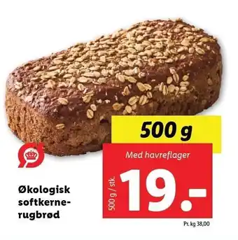 Lidl Økologisk softkernerugbrød tilbud