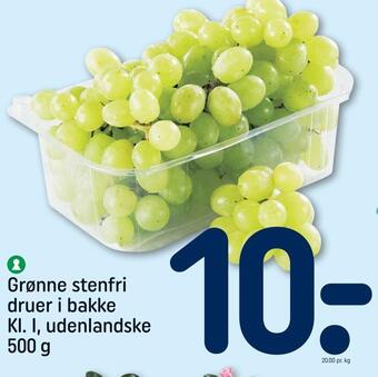 REMA 1000 Grønne stenfri druer i bakke tilbud