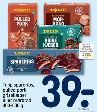 REMA 1000 Tulip spareribs, pulled pork, grisekæber eller mørbrad tilbud