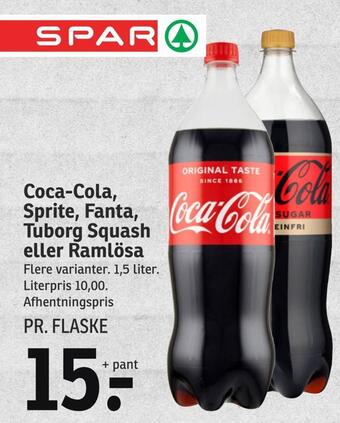SPAR Coca-cola, sprite, fanta, tuborg squash eller ramlösa tilbud
