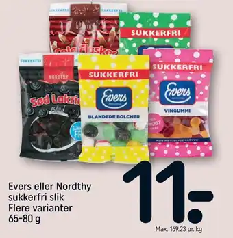 Evers eller nordthy sukkerfri slik