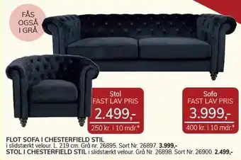 Daells Bolighus Flot sofa el. stol i chesterfield stil tilbud