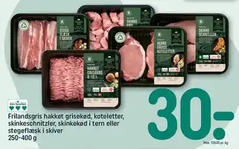 REMA 1000 Frilandsgris hakket grisekød, koteletter, skinkeschnitzler, skinkekød i tern el. stegeflæsk i skiver tilbud