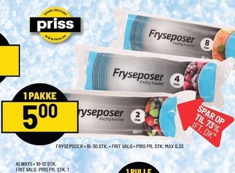 Priss Fryseposer tilbud