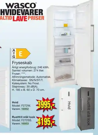 Harald Nyborg Fryseskab. rustfrit stål look. tilbud