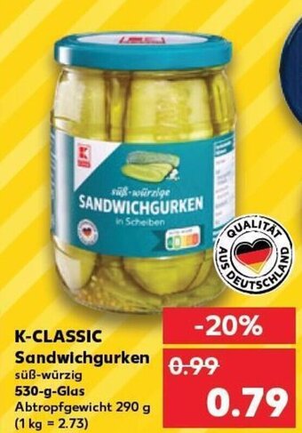 Kaufland K-Classic Sandwichgurken tilbud