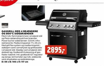 jem & fix Gasgrill med 4 brændere og 800°c sidebrænder tilbud