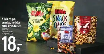 Føtex Kims chips, snacks, nødder el. krydderier tilbud