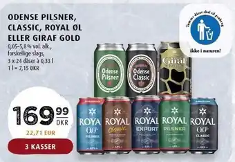 Scandinavian Park Odense pilsner, classic, royal øl el. giraf gold tilbud