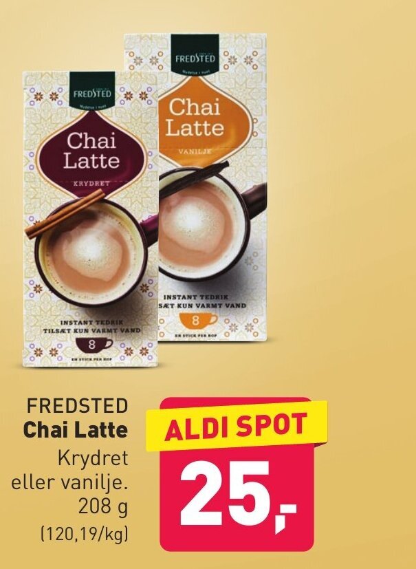 Fredsted Chai Latte tilbud hos ALDI