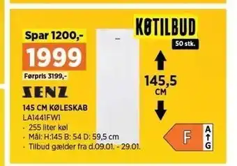 Power 145cm køleskab tilbud